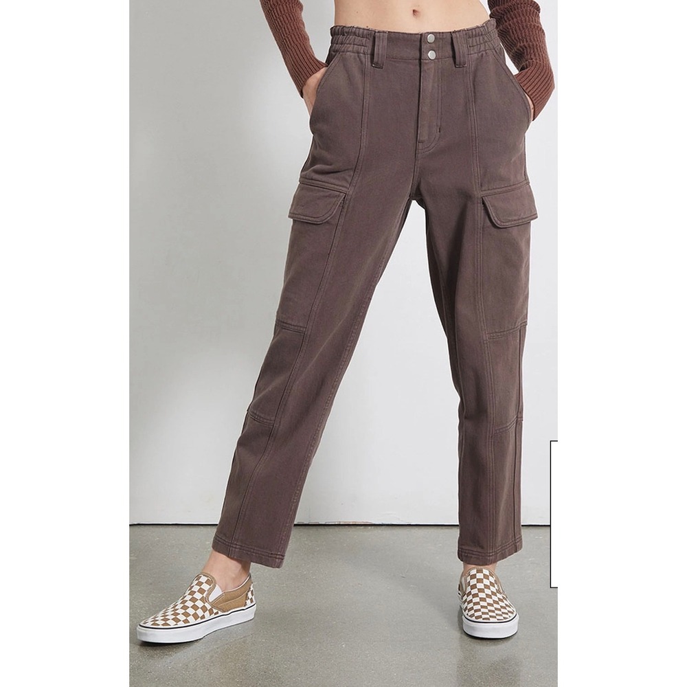 Pacsun Brownie Utility Cargo Pants Brown Elastic Waist High Rise Women's Size S